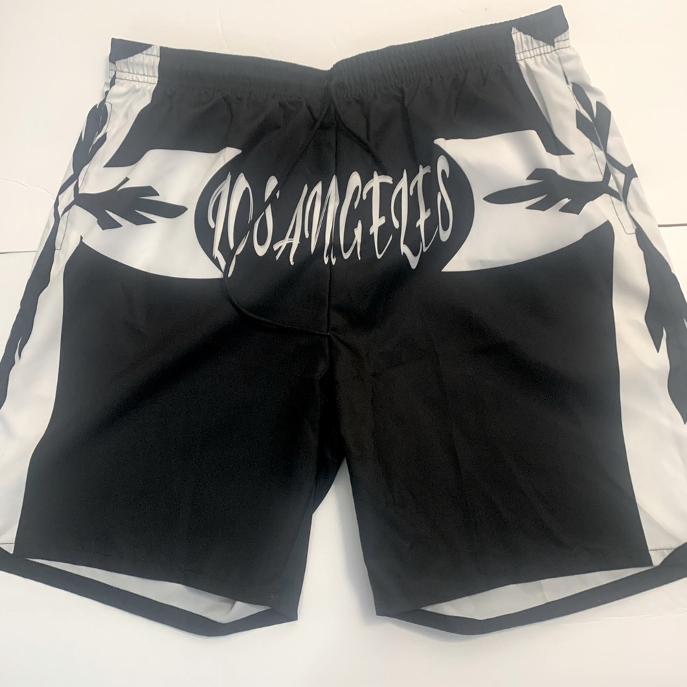 Romwe Men Drawstring Nylon Shorts LA Graphic Anime XL Gothic Beach Outdoors